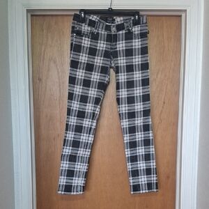 Trip Black & White Plaid Skinny Jeans